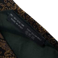 Pre Owned Alexander McQueen Black & Gold Paisley Patterned Silk Jacquard   Tie