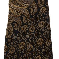 Pre Owned Alexander McQueen Black & Gold Paisley Patterned Silk Jacquard   Tie