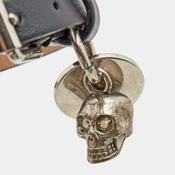 Pre Owned Alexander McQueen Skull Charm Beaded Leather Wrap Bracelet