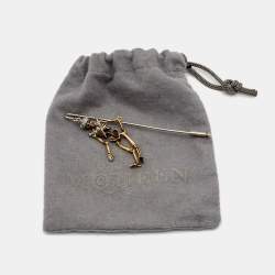 Alexander McQueen Two Tone The King Skeleton Lapel Pin Brooch