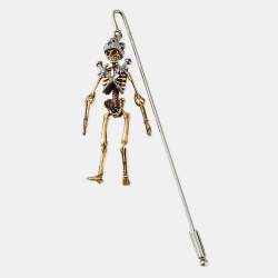 Alexander McQueen Two Tone The King Skeleton Lapel Pin Brooch
