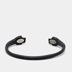 Alexander McQueen Black Tone Twin Skull Motif Open Cuff Bracelet