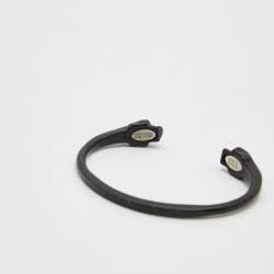 Alexander McQueen Black Tone Twin Skull Motif Open Cuff Bracelet