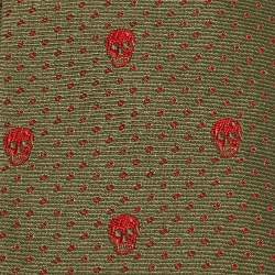 Pre Owned Alexander McQueen Green Skull Silk jacquard Tie