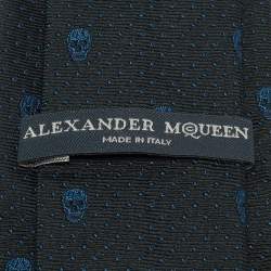 Pre Owned Alexander McQueen Navy Blue Skull Silk jacquard Tie