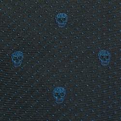 Pre Owned Alexander McQueen Navy Blue Skull Silk jacquard Tie