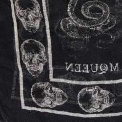 Alexander McQueen Black Skull Print Silk & Modal Scarf