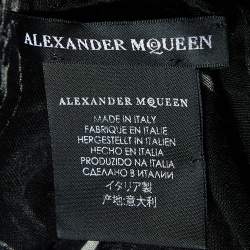 Alexander McQueen Black Skull Print Silk & Modal Scarf