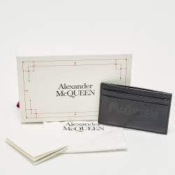 Pre Owned  Alexander Mcqueen Black Logo Print Leather Card Holder