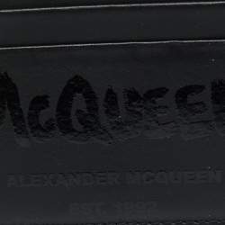 Pre Owned  Alexander Mcqueen Black Logo Print Leather Card Holder