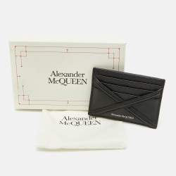 Pre Owned  Alexander Mcqueen Black Logo Print Leather Card Holder