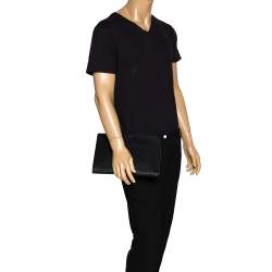 Pre Owned Alexander McQueen Black Leather Half Zip Pouch