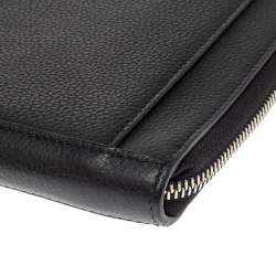 Pre Owned Alexander McQueen Black Leather Half Zip Pouch