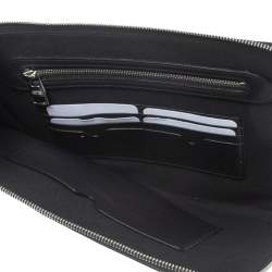 Pre Owned Alexander McQueen Black Leather Half Zip Pouch