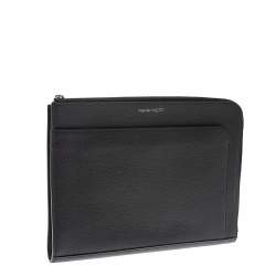 Pre Owned Alexander McQueen Black Leather Half Zip Pouch