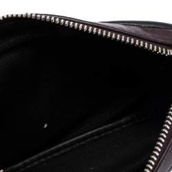 Pre Owned Alexander McQueen Black/Maroon Leather Mini Harness Zip Pouch