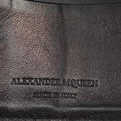 Pre Owned Alexander McQueen Black Leather Rib Cage Bifold Card Holder