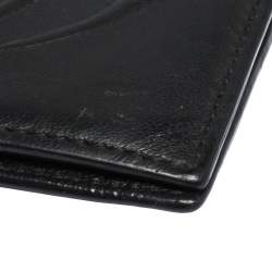 Pre Owned Alexander McQueen Black Leather Rib Cage Bifold Card Holder