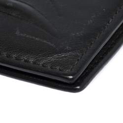 Pre Owned Alexander McQueen Black Leather Rib Cage Bifold Card Holder