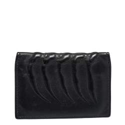 Pre Owned Alexander McQueen Black Leather Rib Cage Bifold Card Holder
