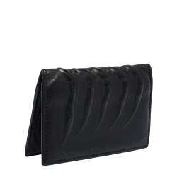 Pre Owned Alexander McQueen Black Leather Rib Cage Bifold Card Holder