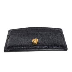  Alexander Mcqueen Black Leather Skull Card Holder