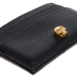  Alexander Mcqueen Black Leather Skull Card Holder