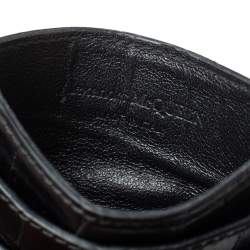 Alexander McQueen Black Crocodile Embossed Leather Skull Card Holder