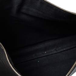 Pre Owned Alexander McQueen Black Ribcage Embossed Leather Wristlet Clutch