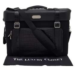 Samsonite Black Label Alexander McQueen Leather And Canvas Boarding Bag