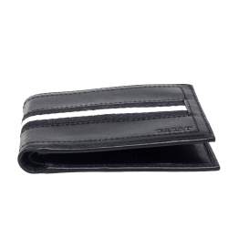 Bally Black Leather and Canvas Bifold Wallet 