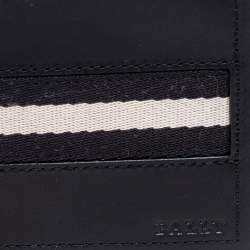 Bally Black Leather and Canvas Bifold Wallet 