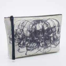 Alexander Mcqueen White Skull Printed Coated Canvas Zip Pouch