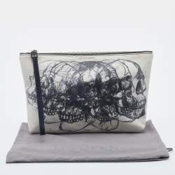 Alexander Mcqueen White Skull Printed Coated Canvas Zip Pouch