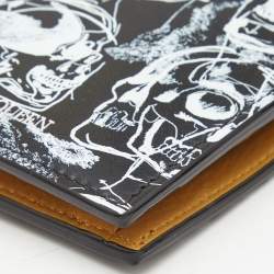 Alexander McQueen Black/White Skull Print Leather Bifold Wallet