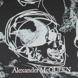 Alexander McQueen Black/White Skull Print Leather Bifold Wallet