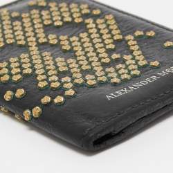 Pre Owned Alexander McQueen Black Leather Studded Skull Card Holder