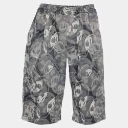 Alexander McQueen Grey Skull Print Synthetic Shorts L