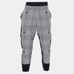 Alexander McQueen Black/White Patterned Cotton Trackpants L