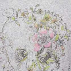 Alexander McQueen Grey Floral Print Jersey T-Shirt XS