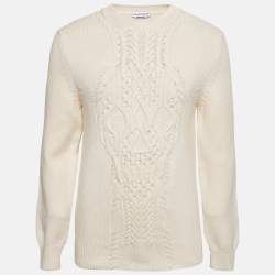 Alexander McQueen Beige Skull Cable Knit Sweater L