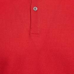 Alexander McQueen Red Logo Collar Pique Cotton Polo T-Shirt M