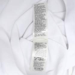 Pre Owned Alexander McQueen White Cotton Knit Logo Print Short Sleeve Hoodie XS