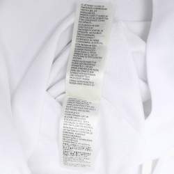 Pre Owned Alexander McQueen White Cotton Knit Logo Print Short Sleeve Hoodie XS