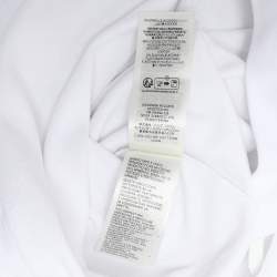 Pre Owned Alexander McQueen White Cotton Knit Logo Print Short Sleeve Hoodie XS