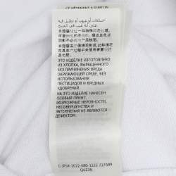 Pre Owned Alexander McQueen White Cotton Knit Logo Print Short Sleeve Hoodie XS