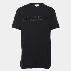 Alexander McQueen Navy Blue Jersey Logo Crew Neck T-Shirt S