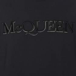 Alexander McQueen Navy Blue Jersey Logo Crew Neck T-Shirt S