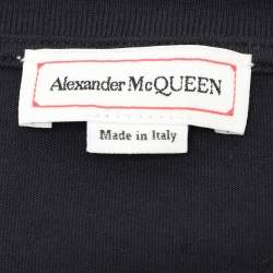 Alexander McQueen Navy Blue Jersey Logo Crew Neck T-Shirt S