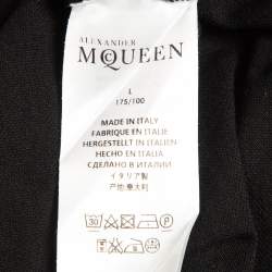 Pre Owned Alexander McQueen Black Cotton Pique Harness Detail Polo T-Shirt L